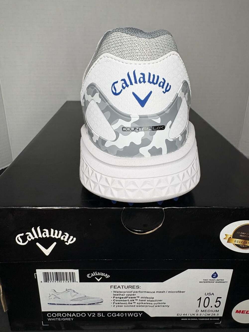 Callaway Men's Coronado V2 SL Spikeless Golf Shoes White/Grey - Picture 3 of 4